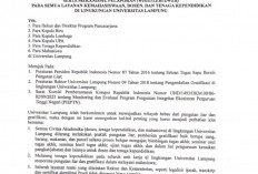  Unila Diterpa Isu Pungli, Rektor Sebar Edaran 