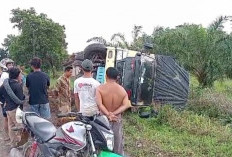 Truk Muatan Kelontongan Terguling di Mesuji Lampung, Untungnya Tak Ada Korban 