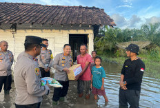 Tinjau Lokasi Banjir, Polres Mesuji Berikan Bantuan 